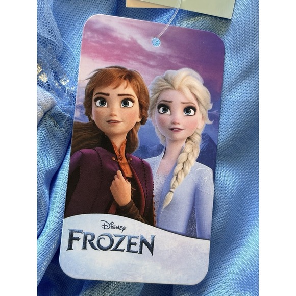 Disney Frozen Blue Mesh Metallic Snowflake Overlay Nightgown Youth Medium 8 NEW - Picture 11 of 13